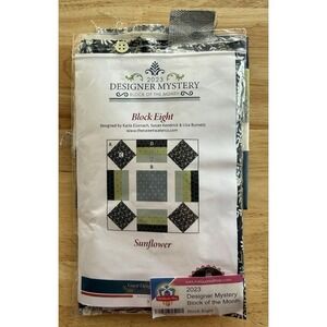 SUNFLOWER Fat Quarter Shop 2023 Designer Mystery BOM 8 Pattern &‎ Pre Made Block